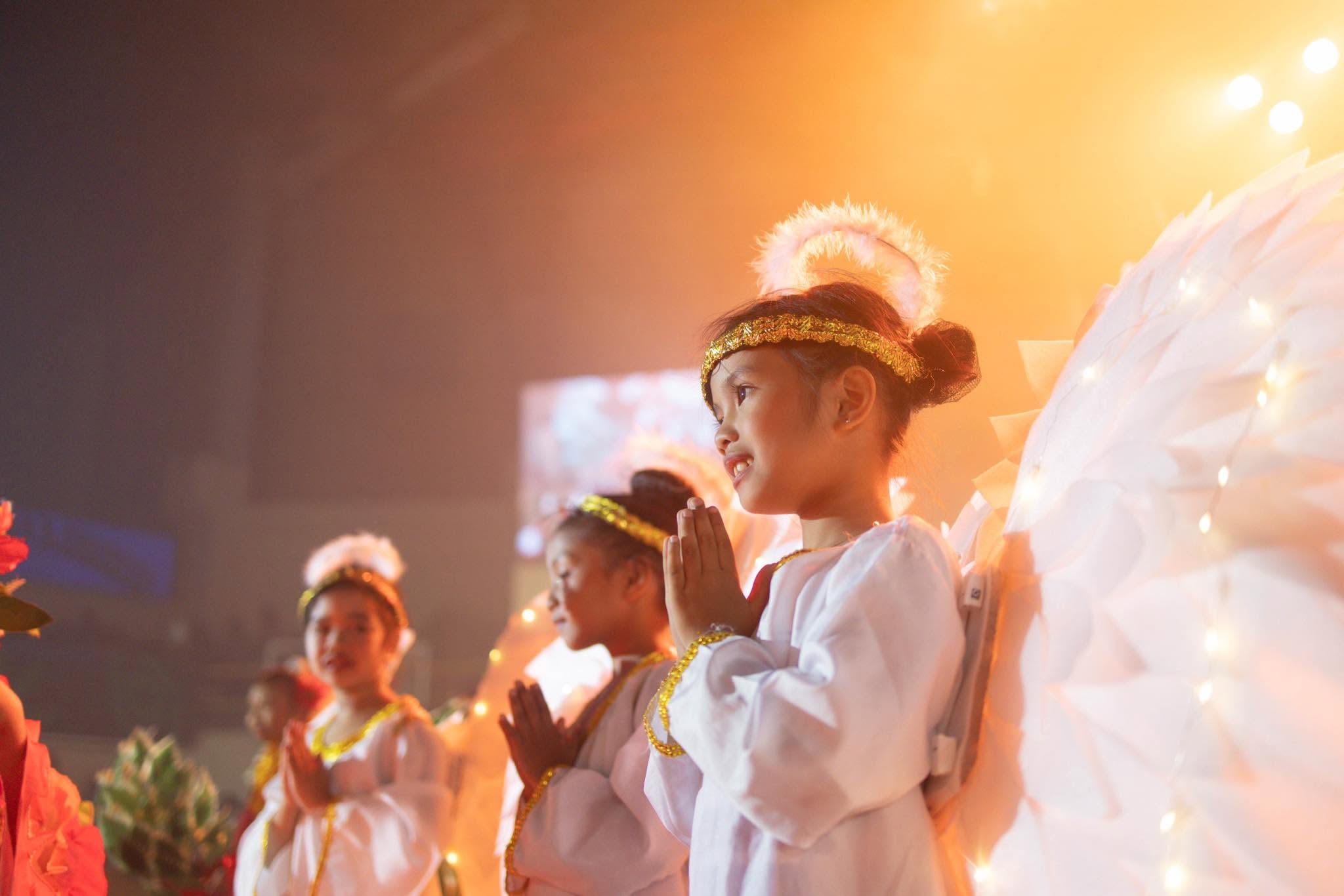 Children gathering together in joyful praise and worship